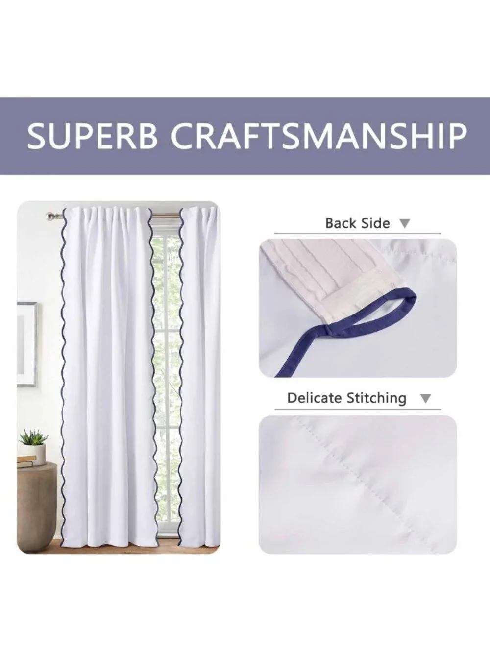 Light Filtering Scallop Edge Curtains, 52